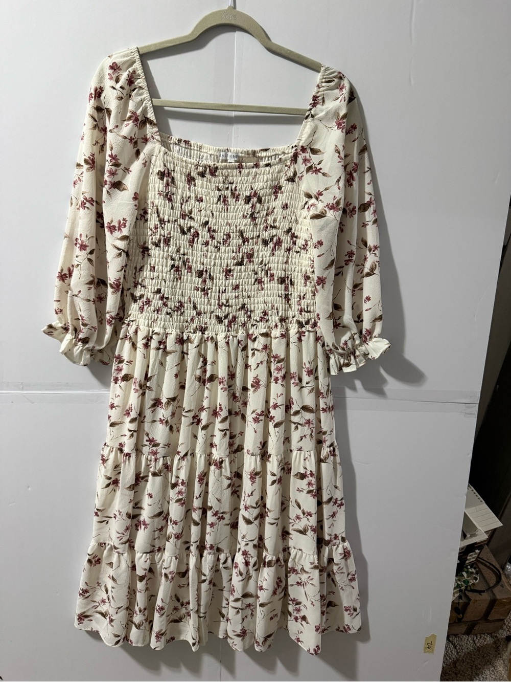 Baltic Born Cream Midi Dress with Red Floral Print